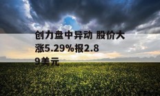 创力盘中异动 股价大涨5.29%报2.89美元