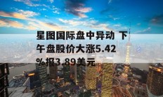 星图国际盘中异动 下午盘股价大涨5.42%报3.89美元